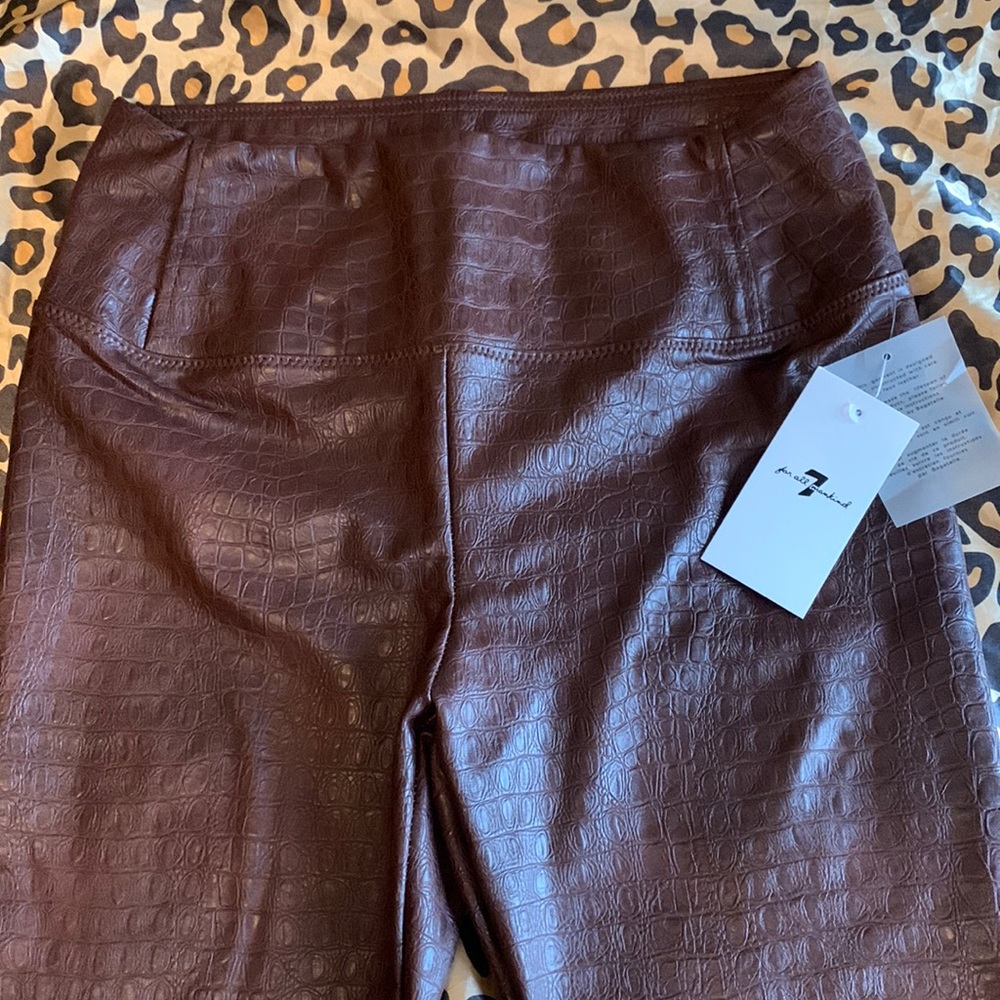 NWT 7 for all mankind faux brown crocodile leggings.